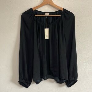 Women’s Size Large Flowy a new day Black Long Sleeved Blouse